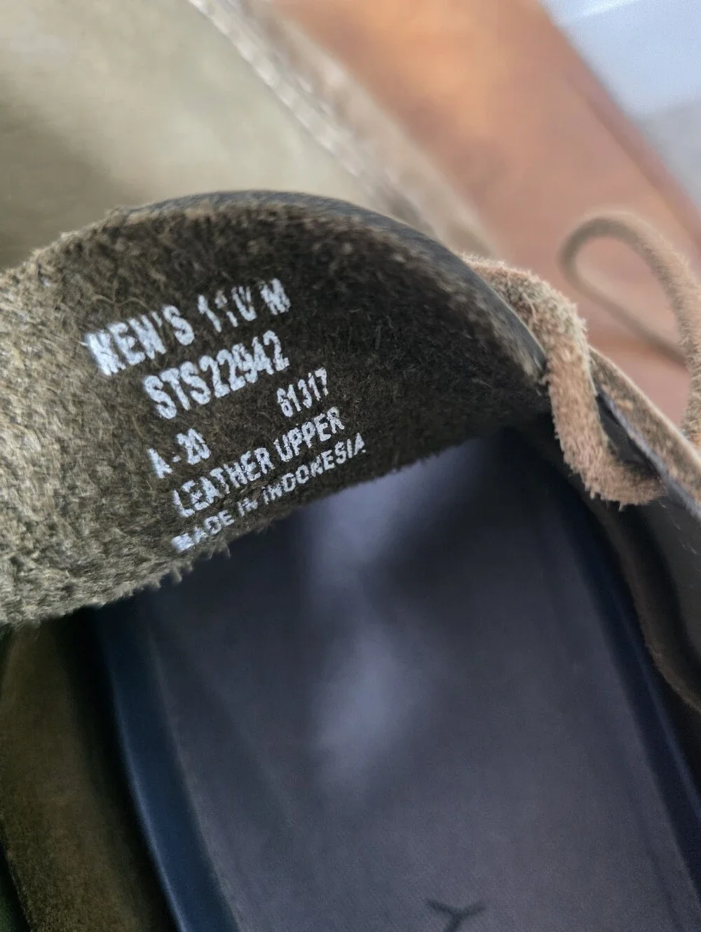 Sperry Top Sider Men's Leather Olive Slip On Shoes Size 10M